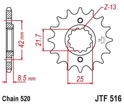 JT SPROCKETS gear wheel JTF516.14 (-1, 52314jt)